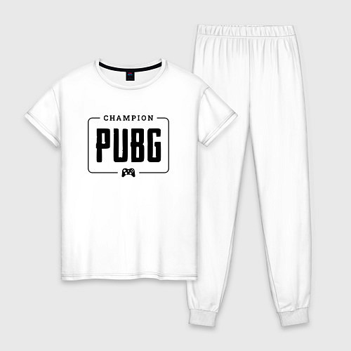 Женская пижама PUBG gaming champion: рамка с лого и джойстиком / Белый – фото 1