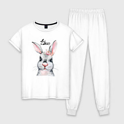Пижама хлопковая женская Кролик - символ 2023 года, цвет: белый