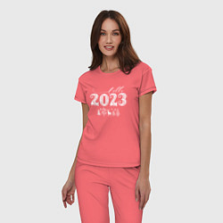 Пижама хлопковая женская Hello New Year 2023, цвет: коралловый — фото 2