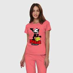 Пижама хлопковая женская Cat Felix magic bag, цвет: коралловый — фото 2