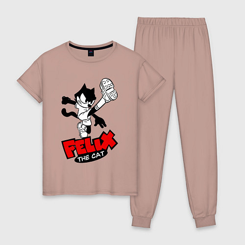 Женская пижама Cat Felix - footballer / Пыльно-розовый – фото 1