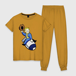 Пижама хлопковая женская Vault boy - bomb rider, цвет: горчичный