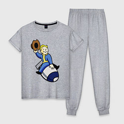 Пижама хлопковая женская Vault boy - bomb rider, цвет: меланж