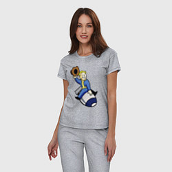 Пижама хлопковая женская Vault boy - bomb rider, цвет: меланж — фото 2