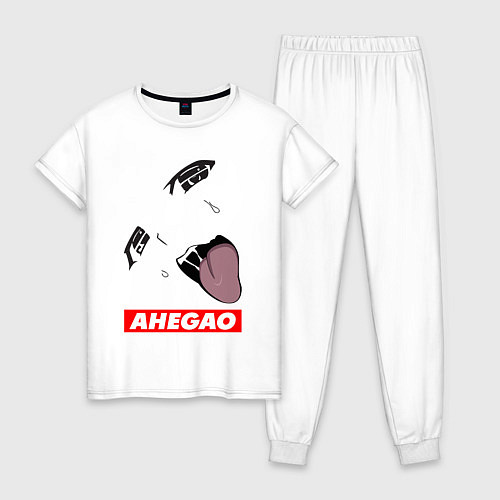 Женская пижама Лицо ахегао с красным логотипом / Белый – фото 1