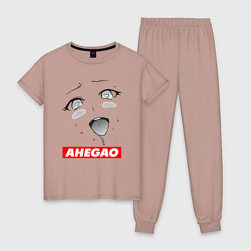 Женская пижама Лицо ахегао с логотипом / Пыльно-розовый – фото 1