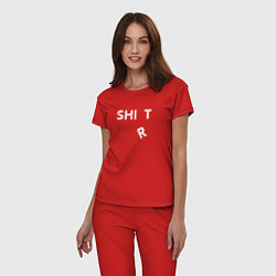 Пижама хлопковая женская Shirt shit, цвет: красный — фото 2