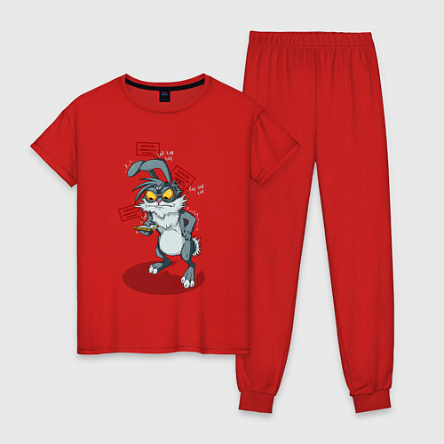 Женская пижама Смарт кролик / Красный – фото 1