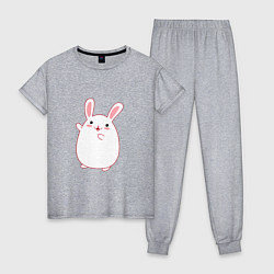 Пижама хлопковая женская Круглый кролик, цвет: меланж