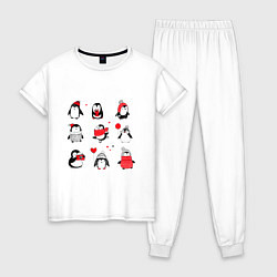 Пижама хлопковая женская Positive penguins, цвет: белый