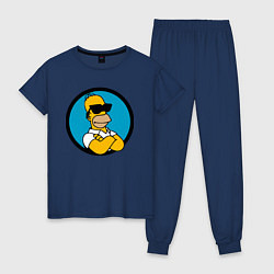 Пижама хлопковая женская Гомер Симпсон - крутой чувак, цвет: тёмно-синий