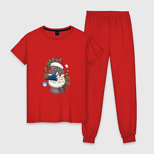 Женская пижама Новогодний малыш Тоторо / Красный – фото 1
