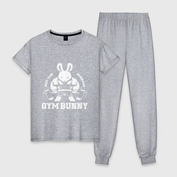 Пижама хлопковая женская Gym bunny powerlifting, цвет: меланж