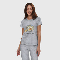Пижама хлопковая женская Кот и аквариум, цвет: меланж — фото 2