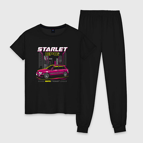 Женская пижама Toyota Starlet ep81 / Черный – фото 1