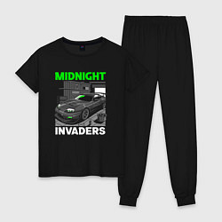 Пижама хлопковая женская Midnight inviders - Toyota Supra, цвет: черный