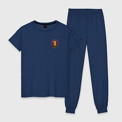 Пижама хлопковая женская Эмблема школы Невермор, цвет: тёмно-синий