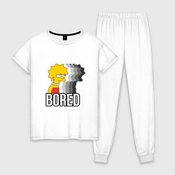 Пижама хлопковая женская Лиза Симпсон - bored, цвет: белый