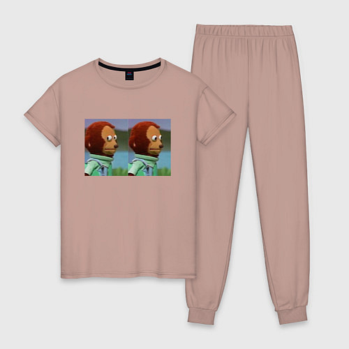 Женская пижама Мем с обезьяной / Пыльно-розовый – фото 1