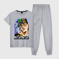 Пижама хлопковая женская Дзётаро Кудзё - face, цвет: меланж