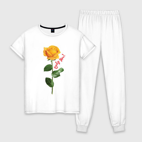 Женская пижама Жёлтая роза - only you / Белый – фото 1