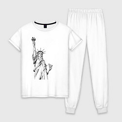 Пижама хлопковая женская Статуя Свободы в графике, цвет: белый