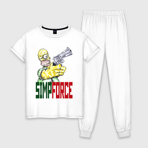Женская пижама Гомер Симпсон с револьвером / Белый – фото 1