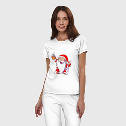Пижама хлопковая женская Санта весельчак, цвет: белый — фото 2