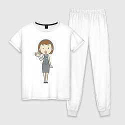 Пижама хлопковая женская Офисная леди согласна, цвет: белый