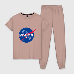 Пижама хлопковая женская Nasa - pizza, цвет: пыльно-розовый