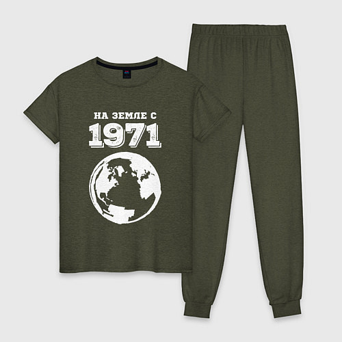 Женская пижама На Земле с 1971 с краской на темном / Меланж-хаки – фото 1