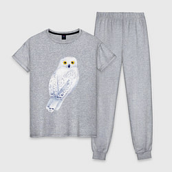 Пижама хлопковая женская Белая полярная сова, цвет: меланж