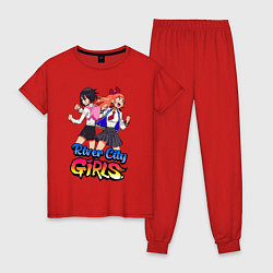 Пижама хлопковая женская River city girls - fighting, цвет: красный