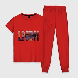 Пижама хлопковая женская Достопримечательности Лондона, цвет: красный