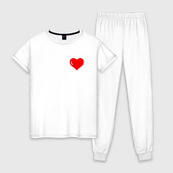 Пижама хлопковая женская Глянцевое сердце, цвет: белый