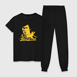 Пижама хлопковая женская Bruce Lee fighter, цвет: черный