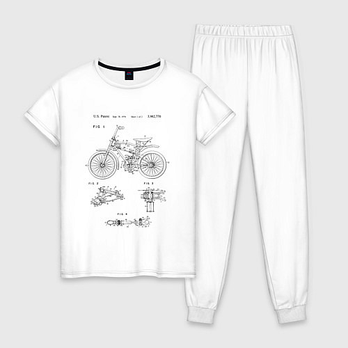 Женская пижама Винтажный велосипед патент / Белый – фото 1