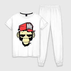 Пижама хлопковая женская Monkey Swag, цвет: белый