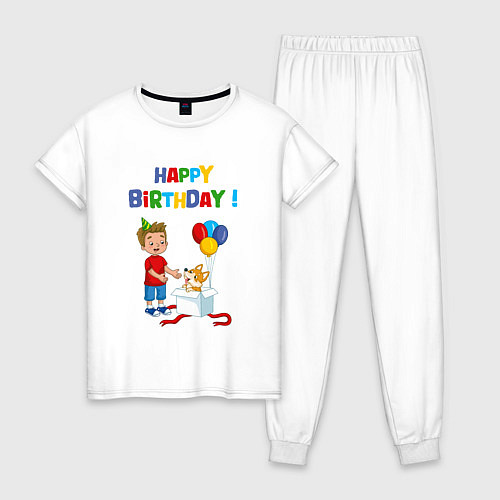 Женская пижама С днём рождения корги / Белый – фото 1