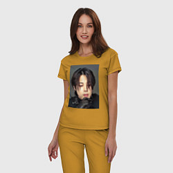 Пижама хлопковая женская Handsome Jimin, цвет: горчичный — фото 2
