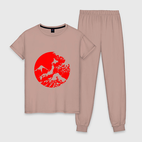 Женская пижама Флаг Японии - красное солнце / Пыльно-розовый – фото 1