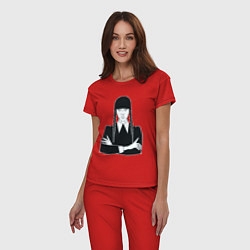 Пижама хлопковая женская Wednesday Addams портрет, цвет: красный — фото 2