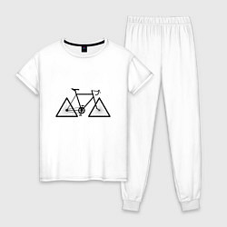 Пижама хлопковая женская Велосипед с треугольными колесами, цвет: белый