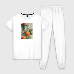 Пижама хлопковая женская Абрикос арт, цвет: белый