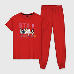 Пижама хлопковая женская BTS Bangtan boys group, цвет: красный