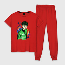 Пижама хлопковая женская Айдол Чанбин, цвет: красный