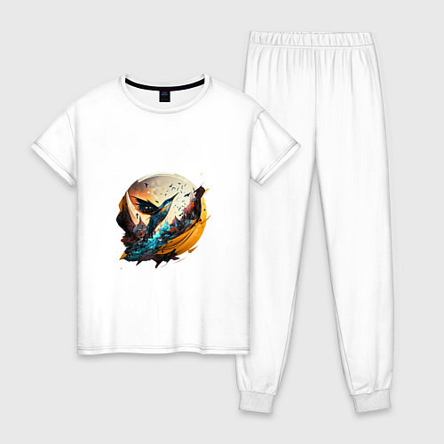 Женская пижама Арт абстракция - птица / Белый – фото 1