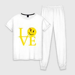 Пижама хлопковая женская Smile love, цвет: белый