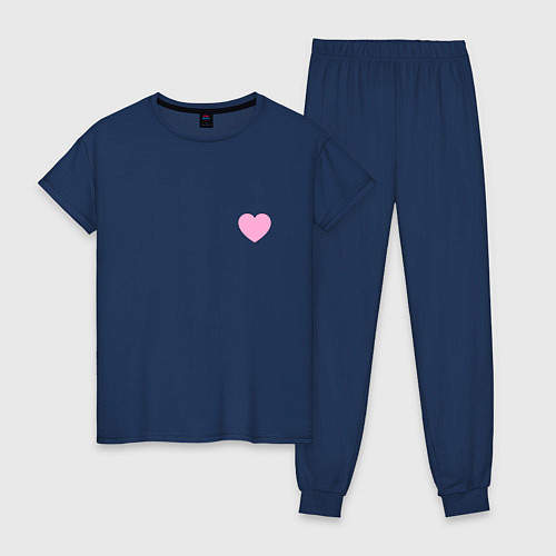 Женская пижама Розовое сердечко - мини / Тёмно-синий – фото 1