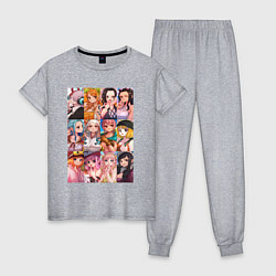 Пижама хлопковая женская Лучшие девочки One Piece, цвет: меланж